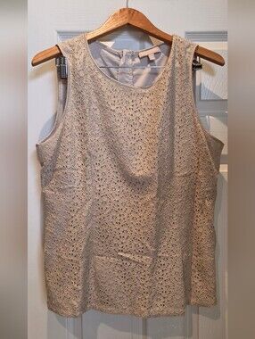 Banana Republic Champagne Crochet Lace Fitted Sleeveless Blouse